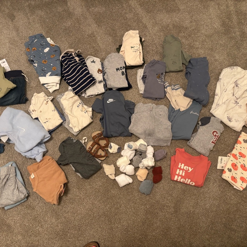 Carter's Mixed Blue, Gray, White & Green Baby Clothing Bundle